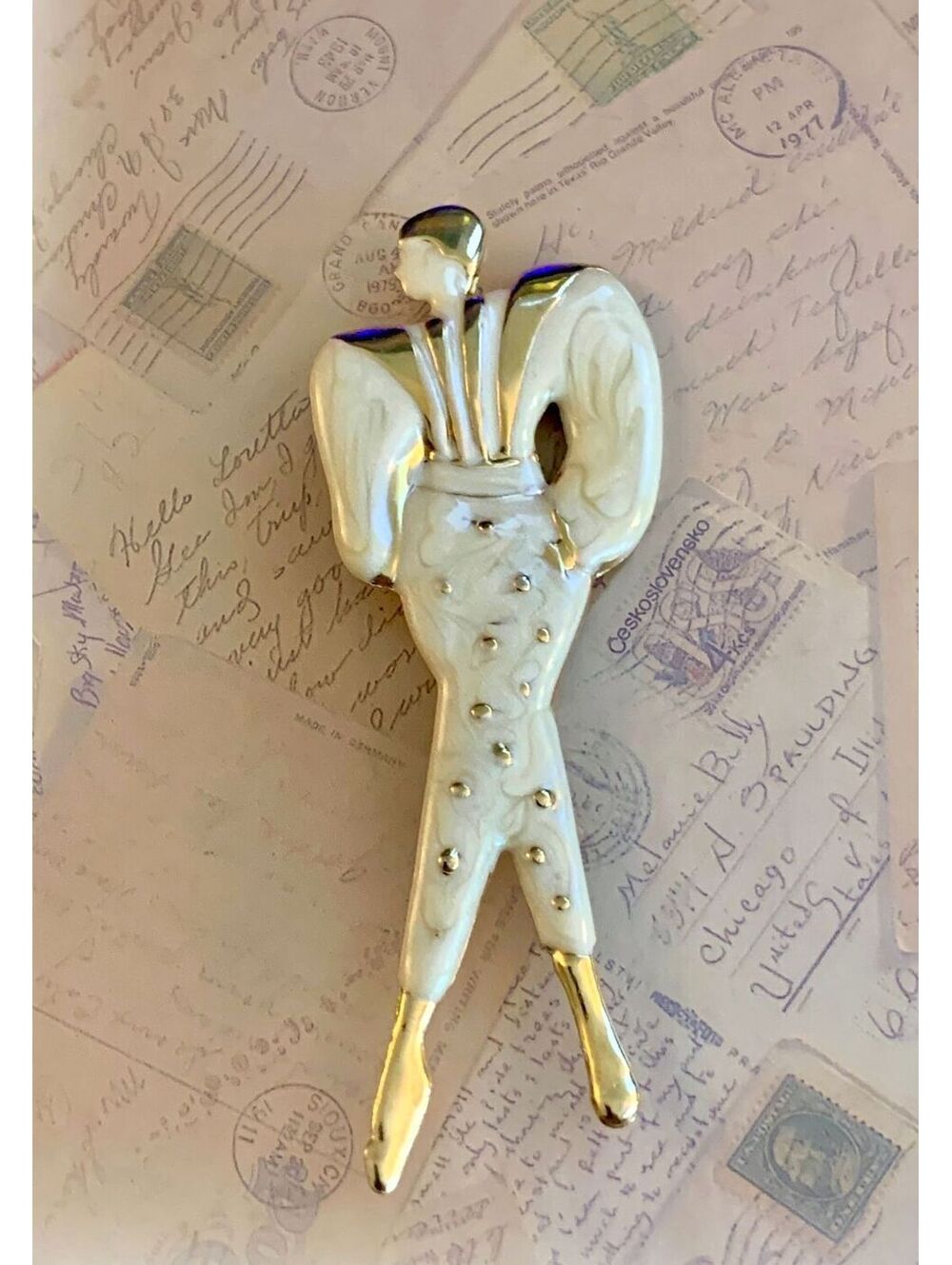 Vintage Dashing Dandy Dancer Figural Brooch Pin Art Deco